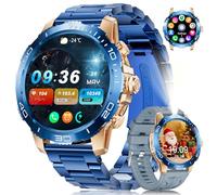LIGE Montre Connectée Homme avec 800mAh, 1,43" AMOLED Business Smartwatch Homme avec Appel Bluetooth, 200+ Modes Sportifs, Fréquence Cardiaque, SpO2, Suivi du Sommeil pour Android iOS Bleu sur Or