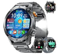 LIGE Montre Connectée Homme avec Appel Bluetooth-1000mAh Batterie,1.75" HD Grand Écran/LED Lampe,24/7 Sommeil/Fréquence Cardiaque,110 Sportifs IP68 Étanche Smartwatch Homme pour Android iOS