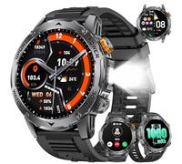 LIGE Montre Connectée Homme avec Appel Bluetooth-1000mAh Batterie,1.75" HD Grand Écran/LED Lampe,24/7 Sommeil/Fréquence Cardiaque,110 Sportifs IP68 Étanche Smartwatch Homme pour Android iOS, Silicone