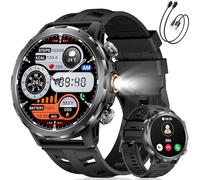 LIGE Montre Connectée Homme avec Appels Bluetooth/LED Lampe, 1.7" Grand Écran Smartwatch avec 1000mAh Batterie, 100+ Modes Sportifs, Fréquence Cardiaque/Sommeil Moniteur pour Android iOS, Silicone
