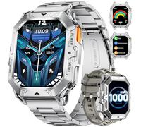 LIGE Montre Connectée Hommes avec Boussole, Baromètre, Pression et Altimètre, 2,13" Grand Écran AMOLED Smartwatch Compatible Android iOS, Batterie 1000 mAh, 100+ Modes Sportifs, Argenté