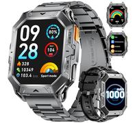 LIGE Montre Connectée Hommes avec Boussole, Baromètre, Pression et Altimètre, 2,13" Grand Écran AMOLED Smartwatch Compatible Android iOS, Batterie 1000 mAh, 100+ Modes Sportifs, NoirProfond