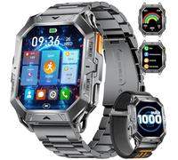 LIGE Montre Connectée Hommes avec Boussole, Baromètre, Pression et Altimètre, 2,13" Grand Écran AMOLED Smartwatch Compatible Android iOS, Batterie 1000 mAh, 100+ Modes Sportifs, Noir