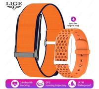 Lige-Montre Connectée Pour Les Hommes Et Les Femmes, Étanche, Moniteur De Rythme Cardiaque, De Pression Sanguine Et D'Activité Sportive, Podomètre, 2025.Orange.Two Straps