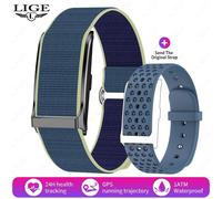 Lige-Montre Connectée Pour Les Hommes Et Les Femmes, Étanche, Moniteur De Rythme Cardiaque, De Pression Sanguine Et D'Activité Sportive, Podomètre, 2025.Bleu.Two Straps