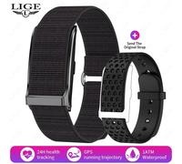Lige-Montre Connectée Pour Les Hommes Et Les Femmes, Étanche, Moniteur De Rythme Cardiaque, De Pression Sanguine Et D'Activité Sportive, Podomètre, 2025.Black.Two Straps