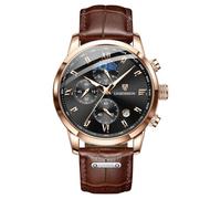 LIGE Montre Homm Chronographe à Quartz Analogique, Étanche à 30m Montre Élégante pour Homme, Montre d'affaires 43 mm, Cadran en Acier Inoxydable avec Bracelet en Cuir, Cadeau pour Homme,