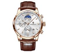 LIGE Montre Homme Analogique Quartz Mode Chronographe Cuir Etanche Acier Inoxydable Sport Classique Montre