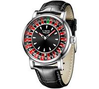 LIGE Montre Homme Argenté, Montres Bracelet Quartz Simulation, Cadran Boussole en Émail, Bracelet en Cuir Véritable, Étanche 3 ATM (30 Mètres), Affichage Lumineux des Aiguilles, Affaires Luxe Loisirs