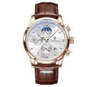 LIGE Montre Homme Étanche 30M Analogique Quartz Chronographe Regarder Élégante Montre pour Homme Affaires Habiller Regarder, Cadran Acier Inoxydable, Montre Homme Bracelet Cuir, Cadeau pour Hommes
