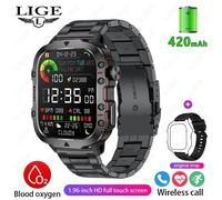 Lige Montre Intelligente Extérieure Hommes 2.01 "Écran 3At Montres Étanches Bluetooth Appel Ai Voix Sport Smartwatch Pour Android Xiaomi Ios.Steel Black.