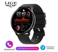 Lige-Montre Intelligente Pour Hommes Et Femmes,Température Linge,Écran Hd 360,Répondre À Un Appel,Composer Un Appel,Bracelet - Type Black