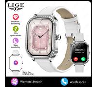 Lige Montres Intelligentes De Luxe Pour Femmes Ip67 Étanche Bluetooth Appel Fitness Tracker Smartwatch Moniteur De Fréquence Cardiaque Montres Pour Femmes.Leather Sliver.