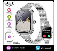 Lige Montres Intelligentes De Luxe Pour Femmes Ip67 Étanche Bluetooth Appel Fitness Tracker Smartwatch Moniteur De Fréquence Cardiaque Montres Pour Femmes.Steel Sliver.