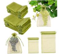 Ligeinsrk 100 pcs Sacs de Protection des Fruits 8x12 '' & 6x8 '' Organza réutilisable à Crampon