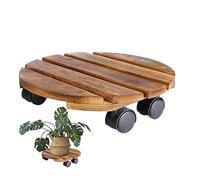 Ligeinsrk Chariot de Plante 30 cm Caddy Planter Round avec Roues en Bois Roule