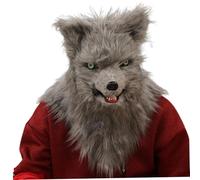 Ligeinsrk Fox Mask, couverture de tête de renard à fourrure réaliste, masques Wolf à mâchoire mobile pour Halloween Cosplay (gris)