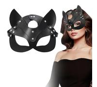Ligeinsrk Fox Mask for Women Sexy Sexy Leather Cat Mask Half Face with Rivets Budle Attachement Masquerade pour accessoires, Halloween, fête, Night Club Masquerade For Women