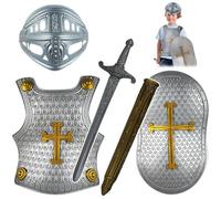 Ligeinsrk Knight Costume Kids 4pcs / Set Cross Pattern Armor médiéval Knight avec casque, bouclier, épée et, enfants habiller des costumes pour le jeu de rôle, le cosplay, Halloween, Costu