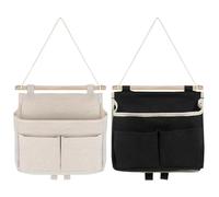 Ligeinsrk Sac de Rangement Suspendu à 2 pcs, 11x10x2 Blanc Black Black Sangs de Rangement avec des Poches Multiples, Organisateur Cintre Porte élastique et élégant pour la Salle Bain, Sac Mural, Stor