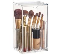 Ligeinsrk Support de brossage de maquillage avec couvercle, chariot maquillage transparent Organisateur conception bouche biseautée Boîte rangement organisateur cosmétique à poussière pour les tabl