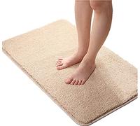 LiGG Tapis de Bain Super Absorbant Antidérapant Lavable en Machine - Microfibre pour Salle de Bain et Douche (Beige, 50 x 90 cm)