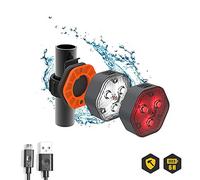 LIGGOO - LIG201FRA - Kit Lampe LED Puissante - Vélo AV/AR - 1,5 W 3,7 V - Rechargeable USB - Fixations Inclus - Vélo/VTT/Trottinette - Étanche et Résistante aux Chocs - Noir et Orange - 9 Pièces