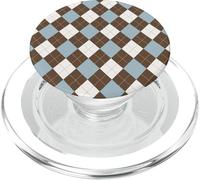 Light Blue and Brown Argyle Print Rhombus Geometric Preppy PopSockets PopGrip pour MagSafe