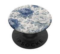 Light Blue Flower Lover Cute Girly Navy Floral Nature PopSockets PopGrip Adhésif
