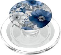 Light Blue Flower Lover Cute Girly Navy Floral Nature PopSockets PopGrip pour MagSafe