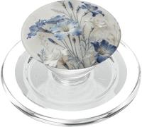 Light Blue Flower Lover Cute Girly Navy Floral Nature PopSockets PopGrip pour MagSafe