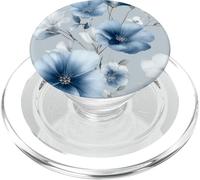 Light Blue Flower Lover Cute Girly Navy Floral Nature PopSockets PopGrip pour MagSafe