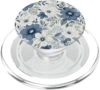 Light Blue Flower Lover Cute Girly Navy Floral Nature PopSockets PopGrip pour MagSafe