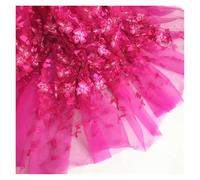 Light Blue Pink Lace Embroidery Flower Cloth Wedding Live Shooting Background Clothing Dress(Rose red)