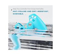 (Light blue) Silicone Anti-Slip Protective Gamepad Case Cover for PlayStation 5 DualSense Controller - Black, Gaming Accessories