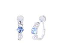 Light Blue Sugar Cube Studs,Earrings for Women Non-Piercing, U-Shaped Square Crystal Clips, High End Minimalist, Lightweight Personalized Jewelry