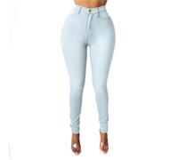 ,Light Blue,XL,Jeans Relevés pour Femmes, Pantalon en Denim Extensible avec Contrôle du Ventre, Taille Haute, Jeans Évasés, Skinny pour Courbes