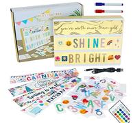 Light Box A4 Or 16 Couleurs avec 400 Lettres et Emojis, 10 Cartes Premium, Télécommande, 2 Marqueurs - BONNYCO | Ç Inclus | Boite Lumineuse Message, Idee Cadeau Femme, Deco Chambre Ado Fille