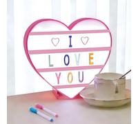 Light Box Coeur avec 96 Lettres et Emojis, 2 Marqueurs, Boite Lumineuse LED Message Ideal Decoration Chambre, Tableau Lumineux Décorative pour Anniversaire de Mariage, Saint-Valentin, Fête des Mères