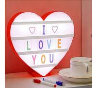 Light Box Coeur avec 96 Lettres et Emojis, 2 Marqueurs, Boite Lumineuse LED Message Ideal Decoration Chambre, Tableau Lumineux Décorative pour Anniversaire de Mariage, Saint-Valentin, Fête des Mères