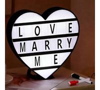 Light Box Coeur avec 96 Lettres et Emojis, 2 Marqueurs, Boite Lumineuse LED Message Ideal Decoration Chambre, Tableau Lumineux Décorative pour Anniversaire de Mariage, Saint-Valentin, Fête des Mères