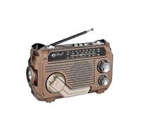 (Light Brown) RadiVive Solar-Powered Radio, Solar Hand Crank Emergency Radio, Portable Hands
