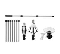 Light Bulb Changer - 13FT Extension Pole | Stainless Steel | Basket & Suction Cup, Grab Plates, 10-Section Rods, Non Slip Grip, For High Ceilings & Chandeliers, Indoor Floodlight