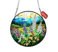 Light Catcher Art - Flower Prism Decor | Rainbow Window Hanging, Colorful Crystal Light Refraction Panel Display, Indoor Outdoor Garden Patio Balcony Window Door Living Space for Home Decor Gift Set