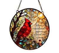 Light Catcher, Cardinal Glass Ornament, Rainbow Window Maker, Stained Glass Decor, for Women Men Husband Grandma Mom Wife Indoor Outdoor Backyard Garden Living Room 20x20cm