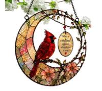 Light Catcher Decor, Cardinal Glass Decor,7 inch Stained Glass Sun Catcher, Rainbow Window Hanging Art Indoor Outdoor Garden, Window Art Accent, Gift Ornament Decors for Indoor Home Use