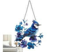 Light Catcher Outdoor, Blue Jay 2D Acrylic Light Catcher with Chain, | Sign Home Decor for Bedroom Patio Balcony Porches Kitchen Living Room Housewarming Yard Garden Backyard Flower Ļight Çatcher
