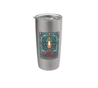 Light & Evergreen Decor Bougie Ambiance Vacances Cheer Gobelet isotherme en acier inoxydable double paroi
