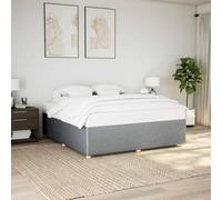 Light Grey Fabric Bed Frame, 180x200 cm King Size Platform Bed, Durable Upholstered Headboard Support, Stable Pine Wood Legs, No Mattress Included