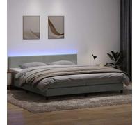 Light Grey Velour Bed Frame with Mattress 180x210cm, Adjustable Headboard, LED Lighting, Pocket Spring System for Ultimate Comfort and Support